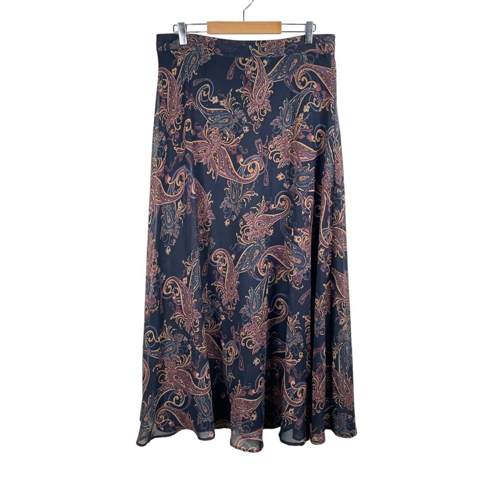 Vintage Navy and Pink Paisley Skirt